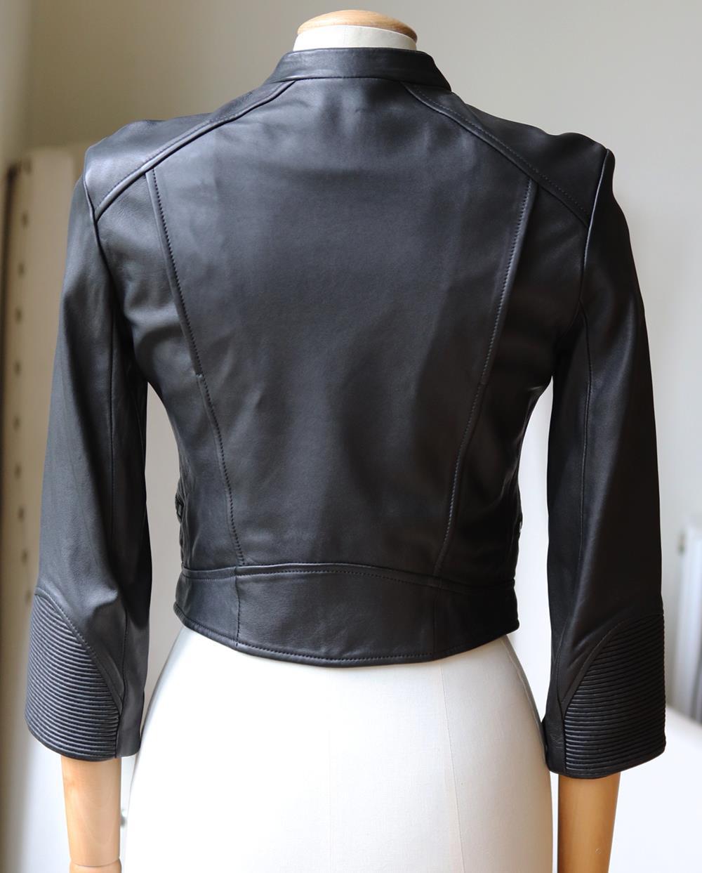 prada cropped leather jacket