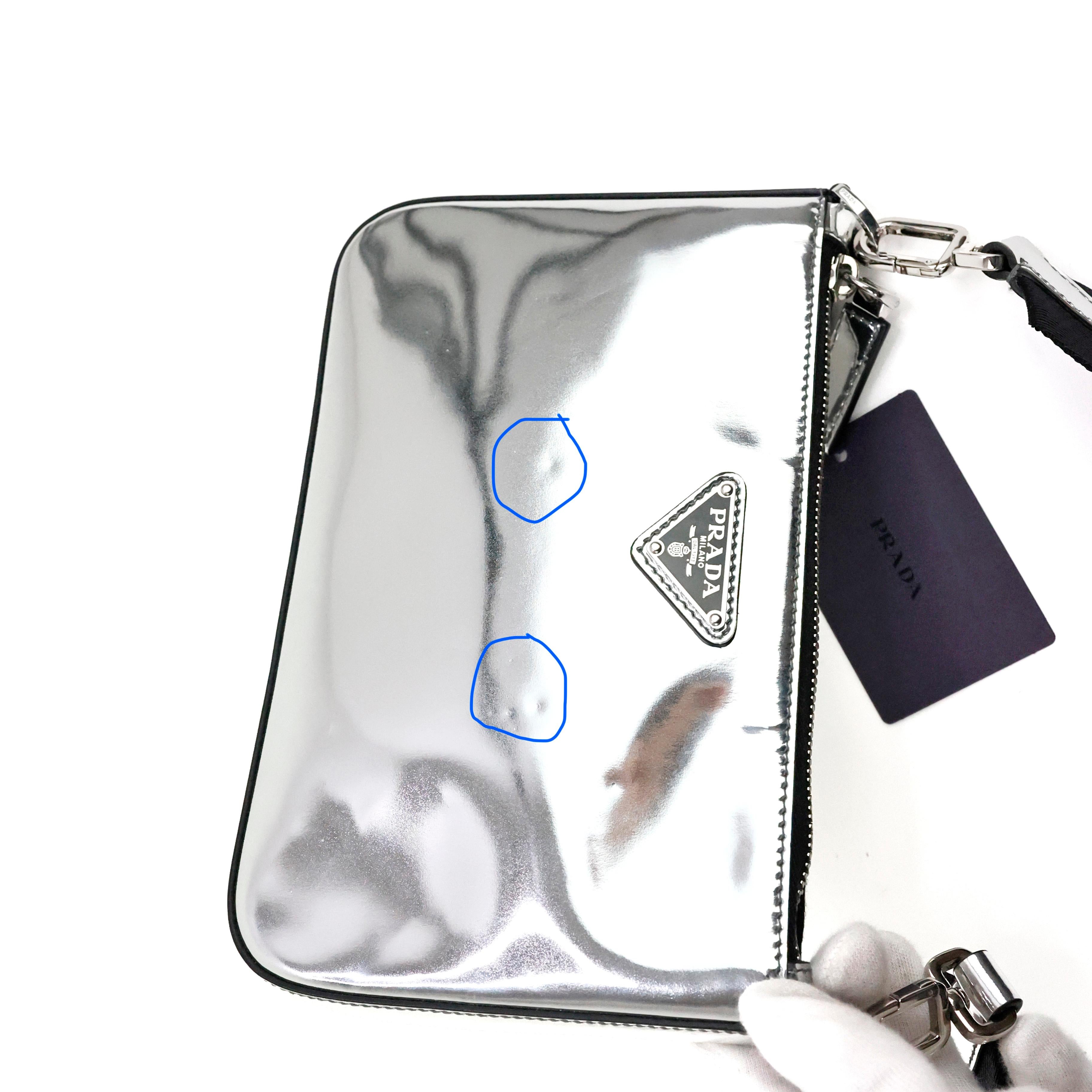 Prada Crossbody Bag In Silver Spazzolato Leather For Sale 9