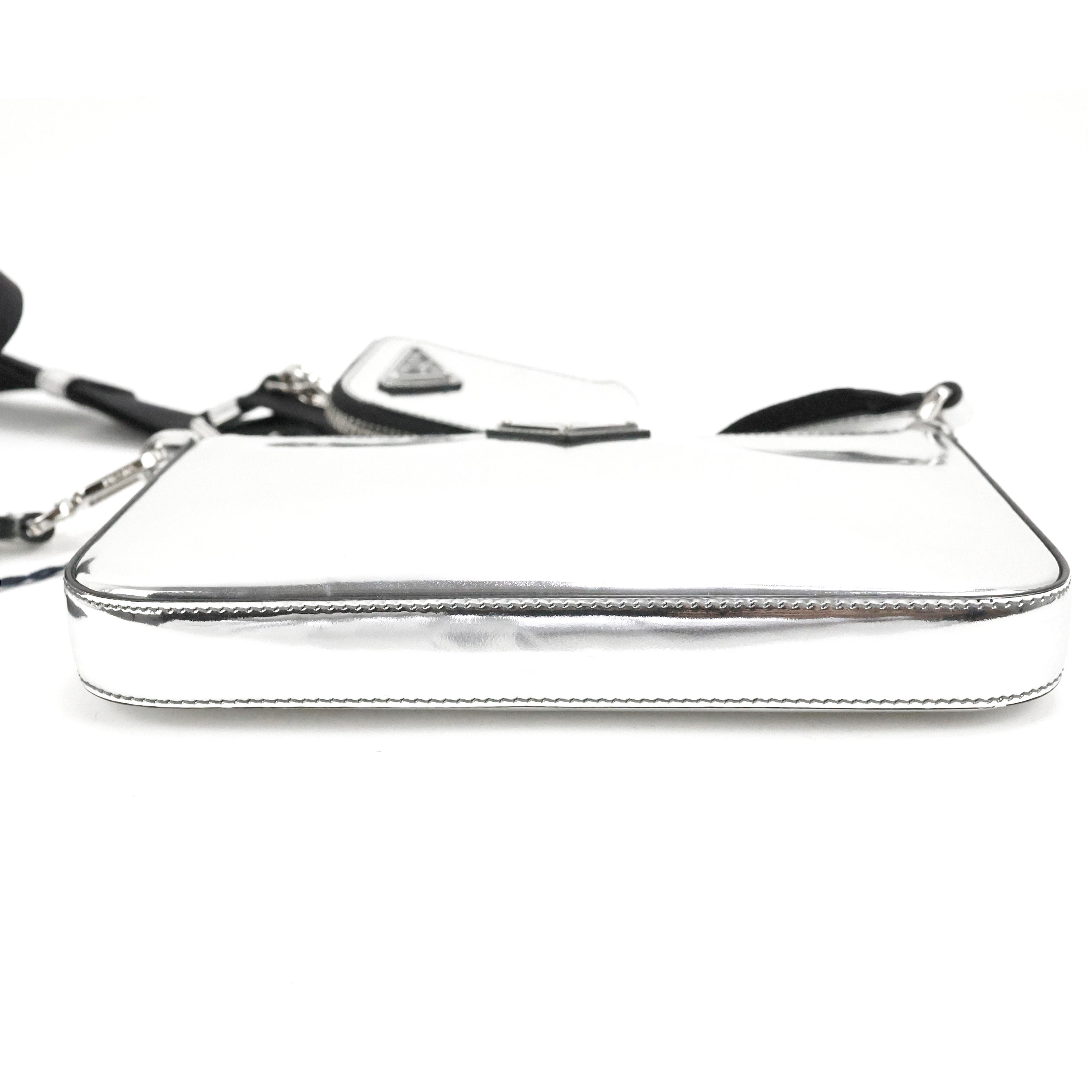 Women's or Men's Prada Crossbody Bag In Silver Spazzolato Leather