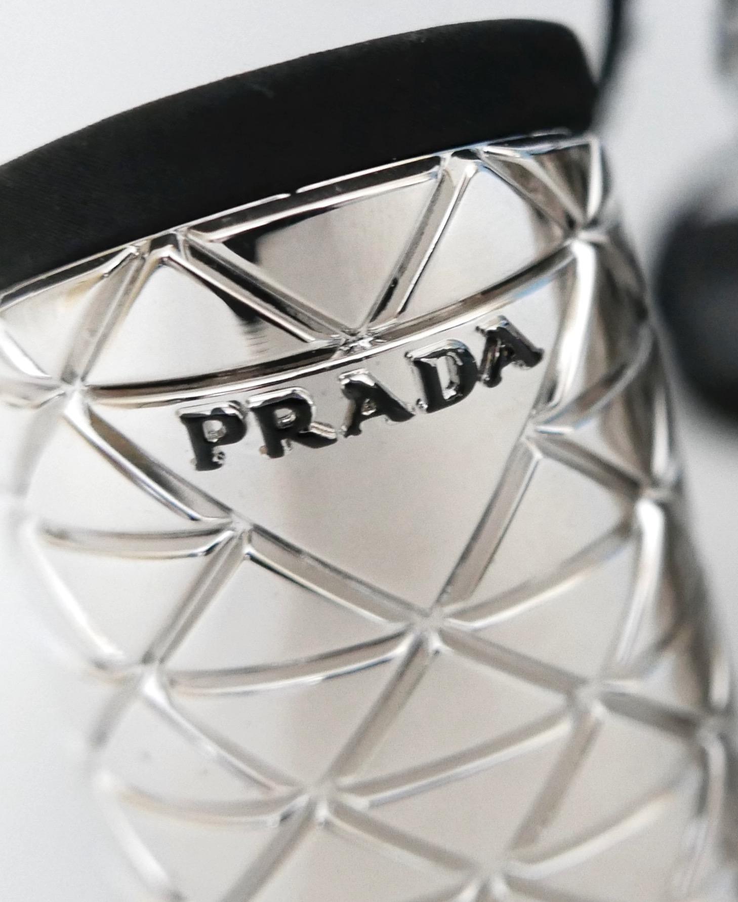 Prada Crystal Disco Ball Heel Sandals In New Condition For Sale In London, GB