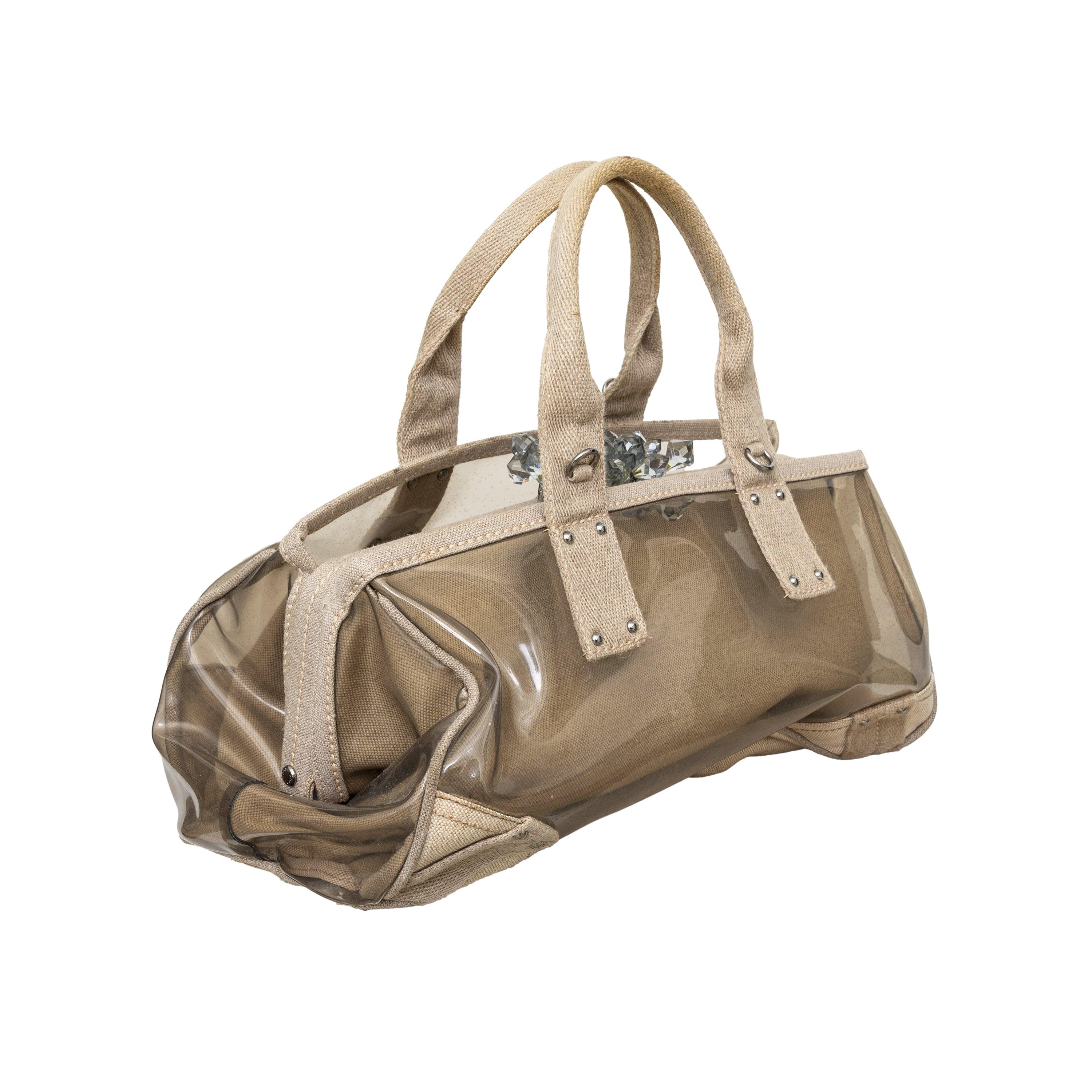 Prada Crystal Embellished PVC Canvas Frame Bag - '10s In Fair Condition In Milano, IT