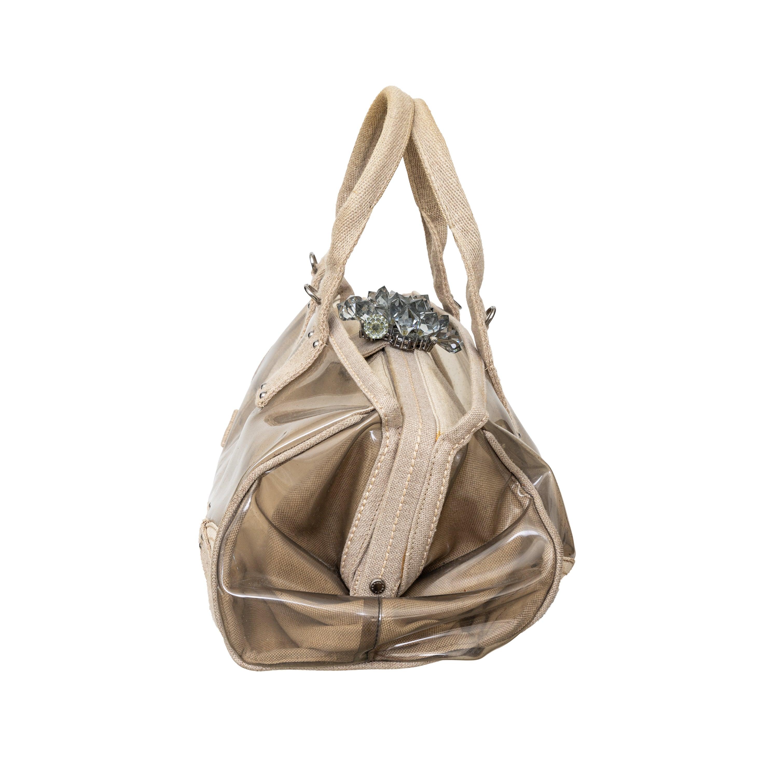 Women's Prada Crystal Embellished PVC Canvas Frame Bag - '10s