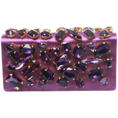 Prada Crystal Embellished Satin Clutch