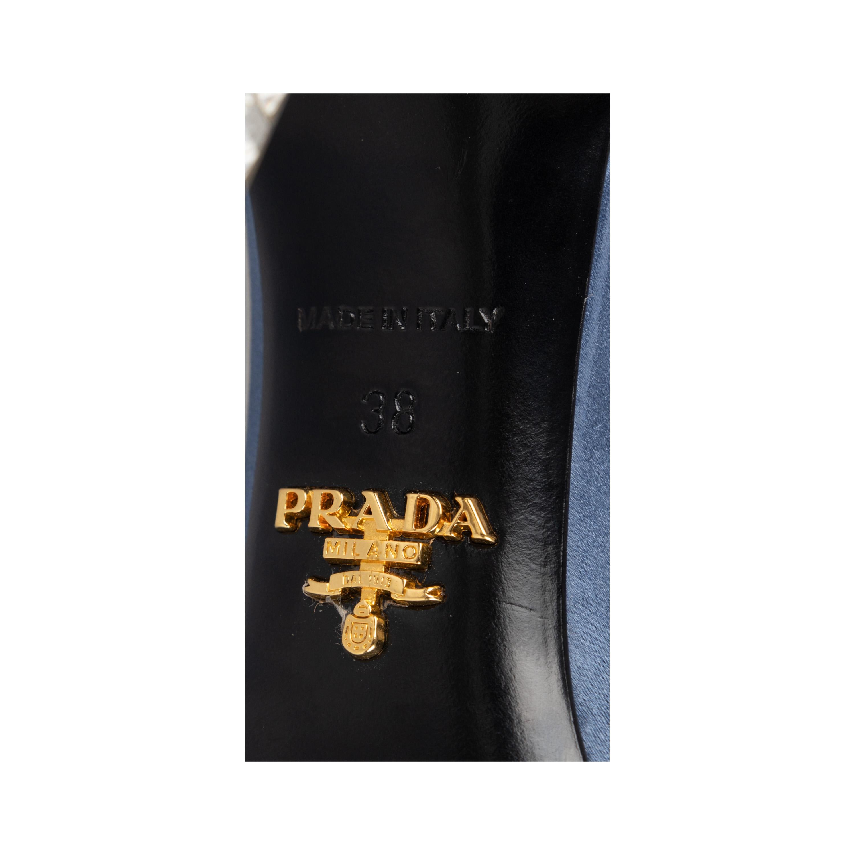 Prada Crystal-Embellished Satin Sandals For Sale 1