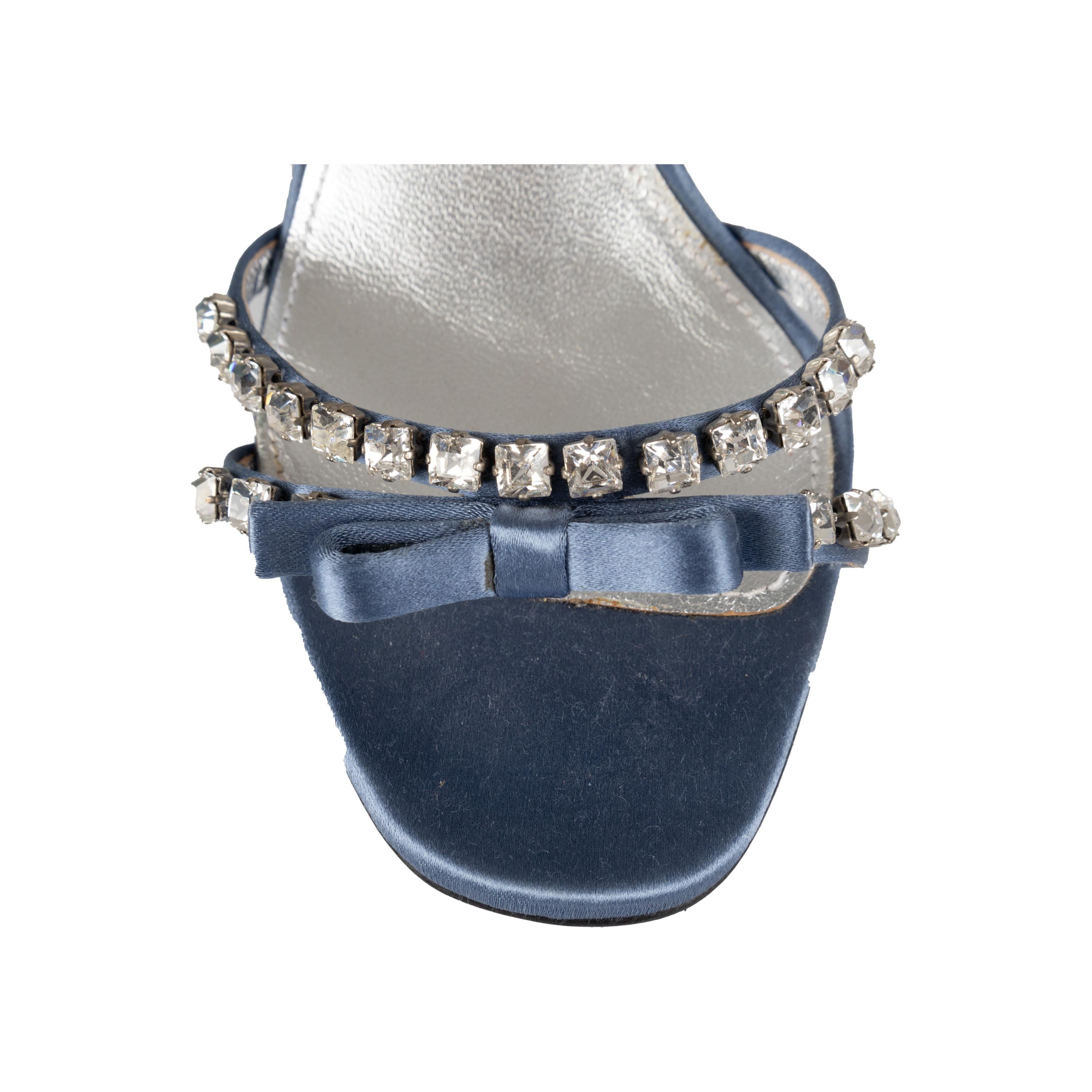 Prada Crystal-Embellished Satin Sandals For Sale 3