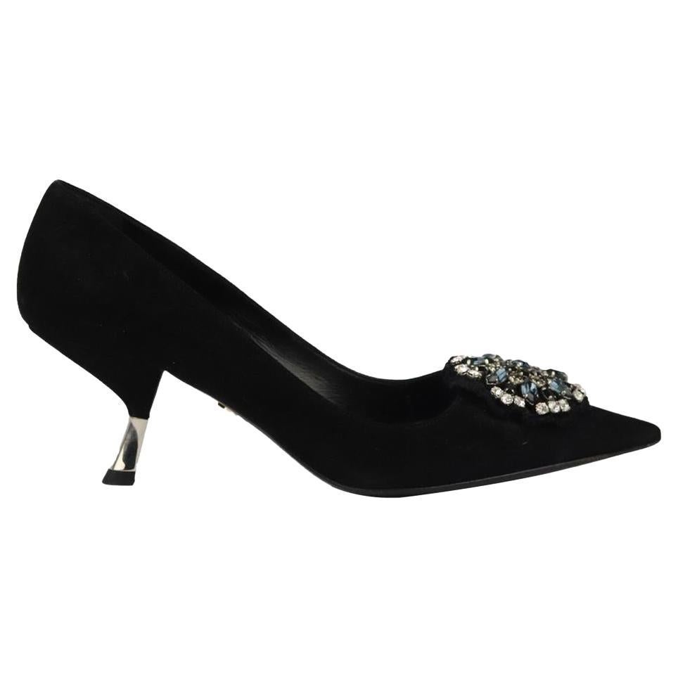 prada black suede pumps