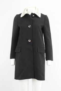 Prada Crystal Embellished Wool Coat It 40 Uk 8