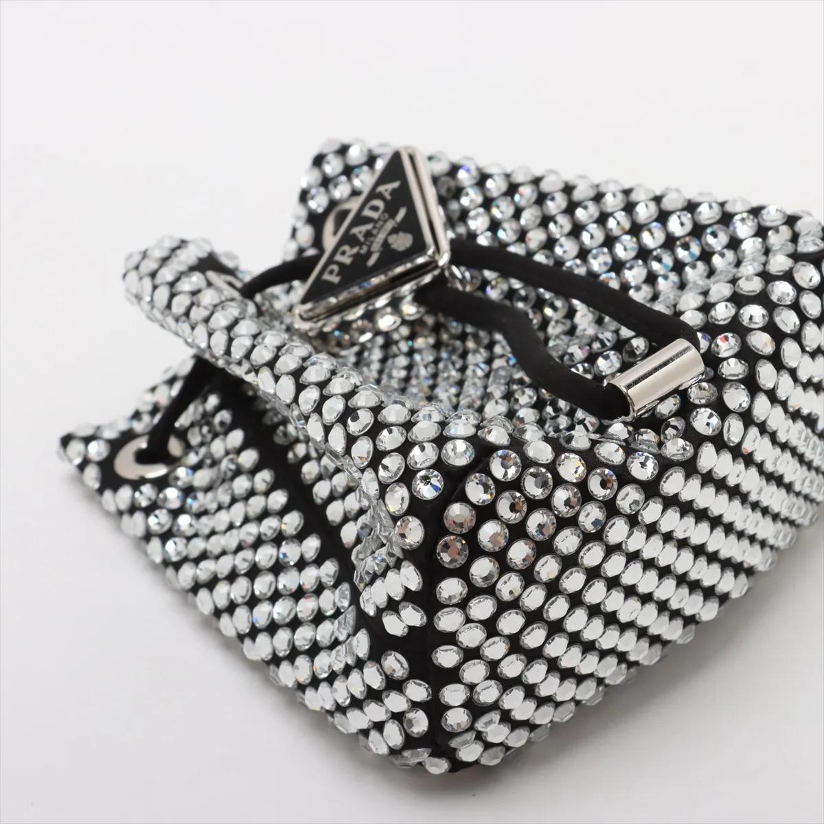 Donna Prada: borsa a tracolla con cristalli e strass e catena in raso in vendita