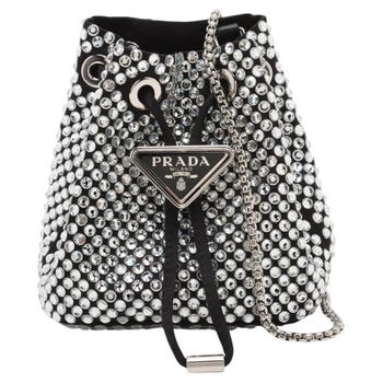 Prada Crystal Rhinestone x Satin Chain Bucket Shoulder Bag
