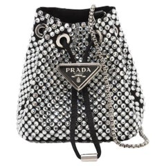 Prada Crystal Rhinestone x Satin Chain Bucket Shoulder Bag