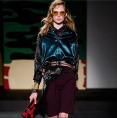 Prada Crystal Saffiano Leather Cuff Bracelet