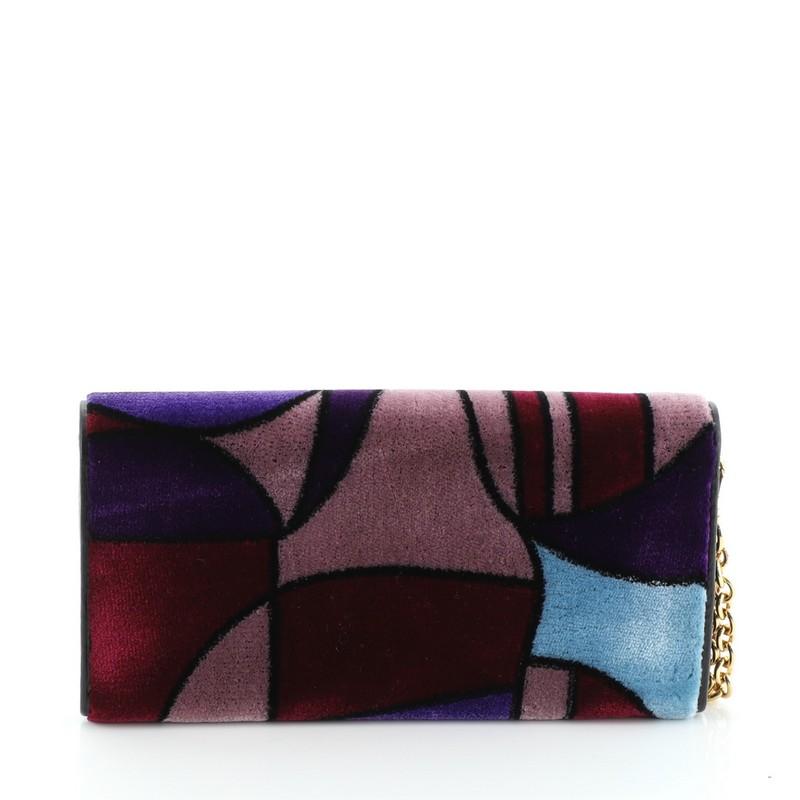 Prada Cubist Wristlet Flap Wallet Printed Velvet In Fair Condition In NY, NY