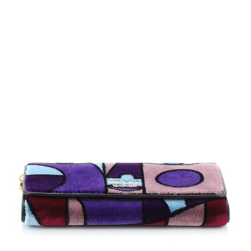 Women's or Men's Prada Cubist Wristlet Flap Wallet Printed Velvet