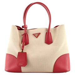 Prada Cuir Double Tote Canvas and Saffiano Leather Medium