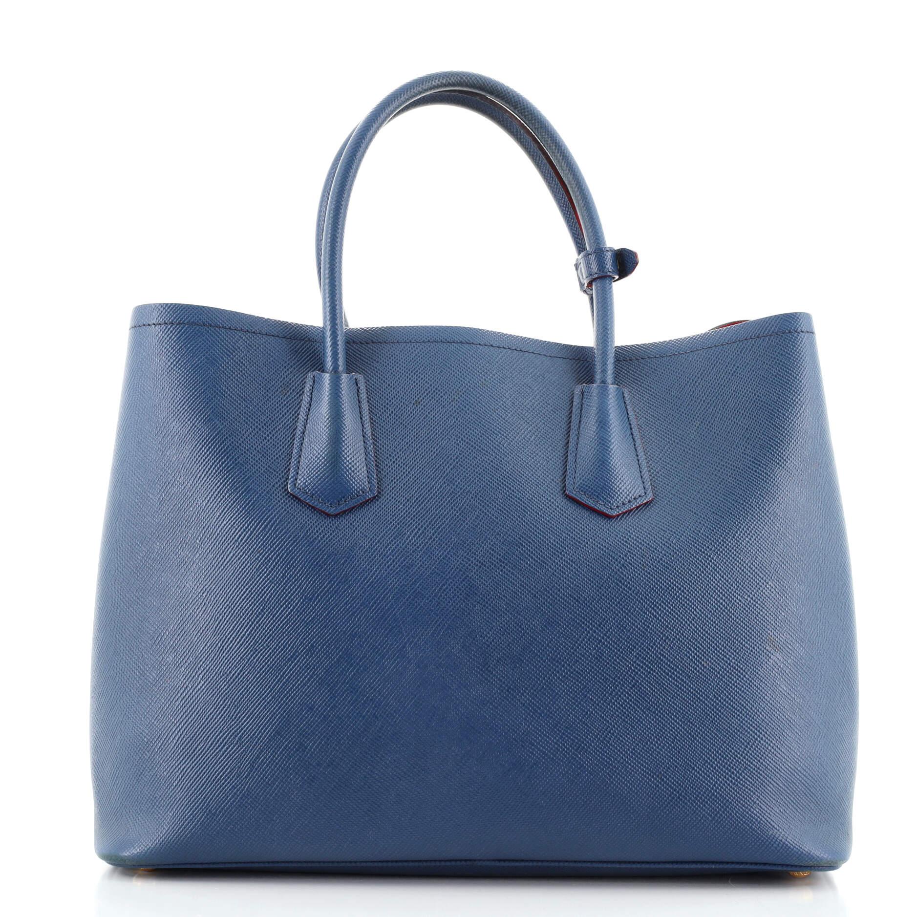 Gray Prada Cuir Double Tote Saffiano Leather Medium