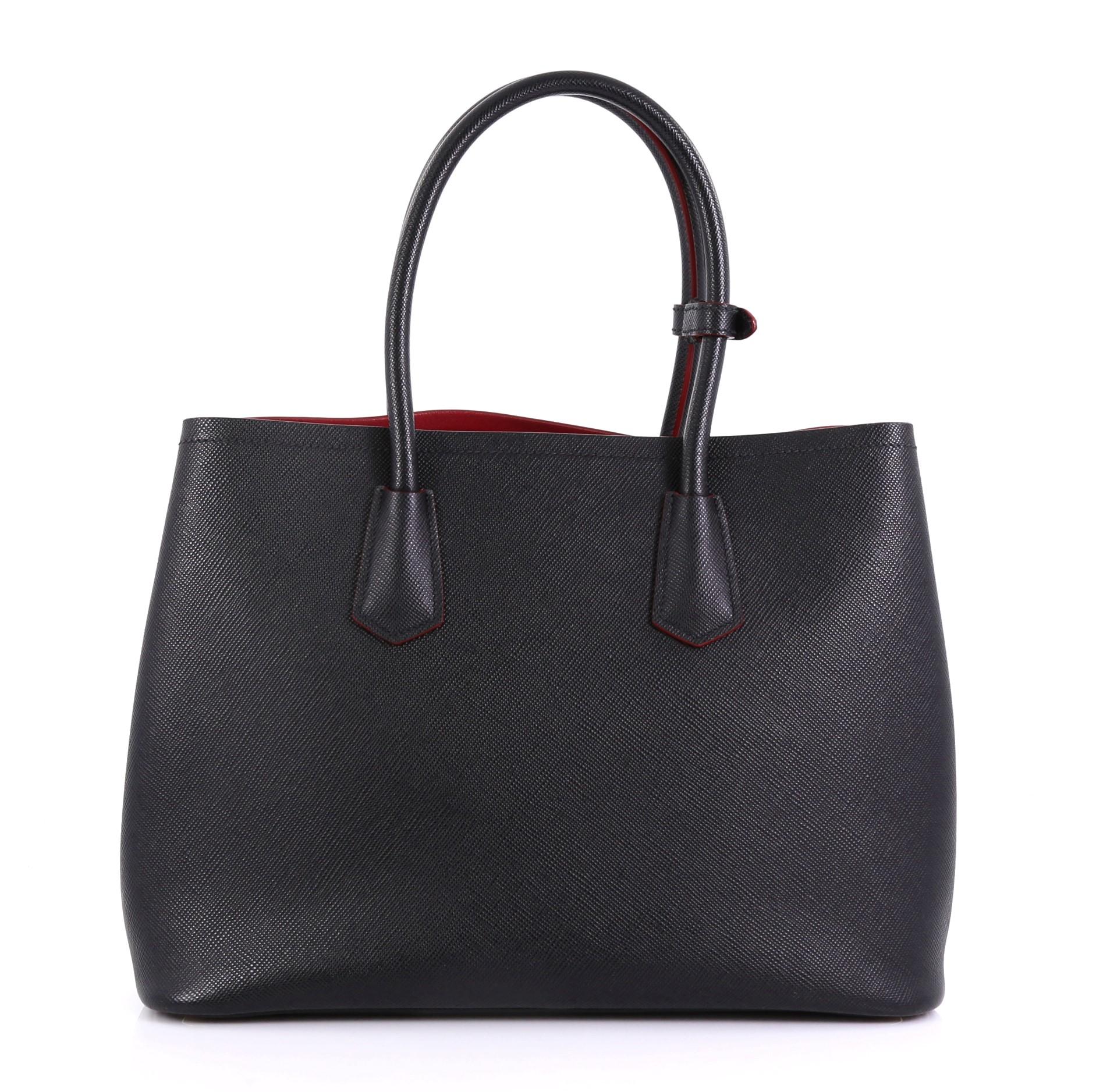 Prada Cuir Double Tote Saffiano Leather Medium In Good Condition In NY, NY
