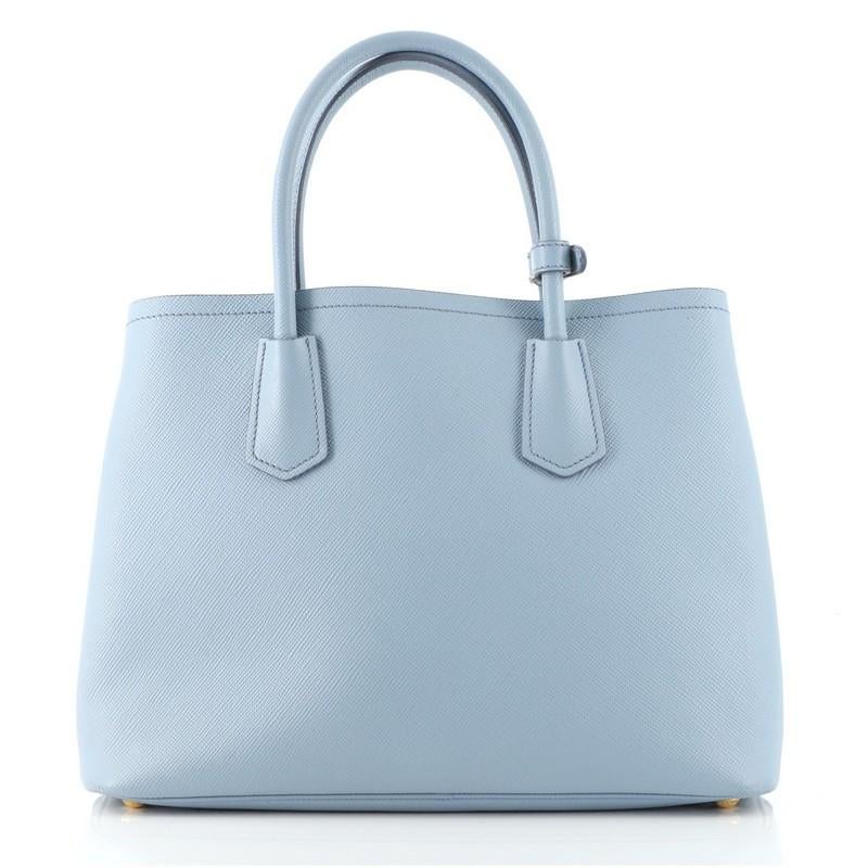 Prada Cuir Double Tote Saffiano Leder Medium im Zustand „Gut“ in NY, NY