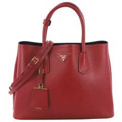 Prada Cuir Double Tote Saffiano Leather Small