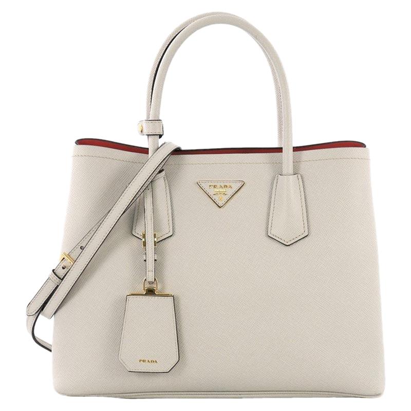 Prada Cuir Double Tote Saffiano Leather Small