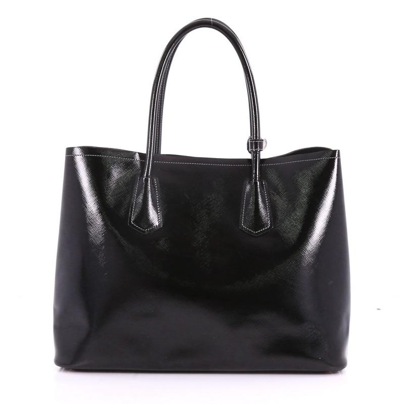 Prada Cuir Double Tote Vernice Saffiano Leather Medium In Good Condition In NY, NY