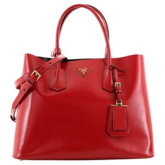 Prada Cuir Double Tote Vernice Saffiano Leather Medium