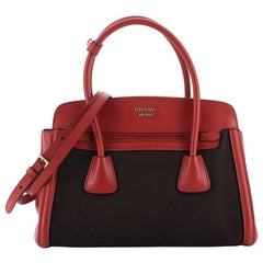 Prada Cuir Frame Convertible Tote Canvas und Saffiano Leder groß