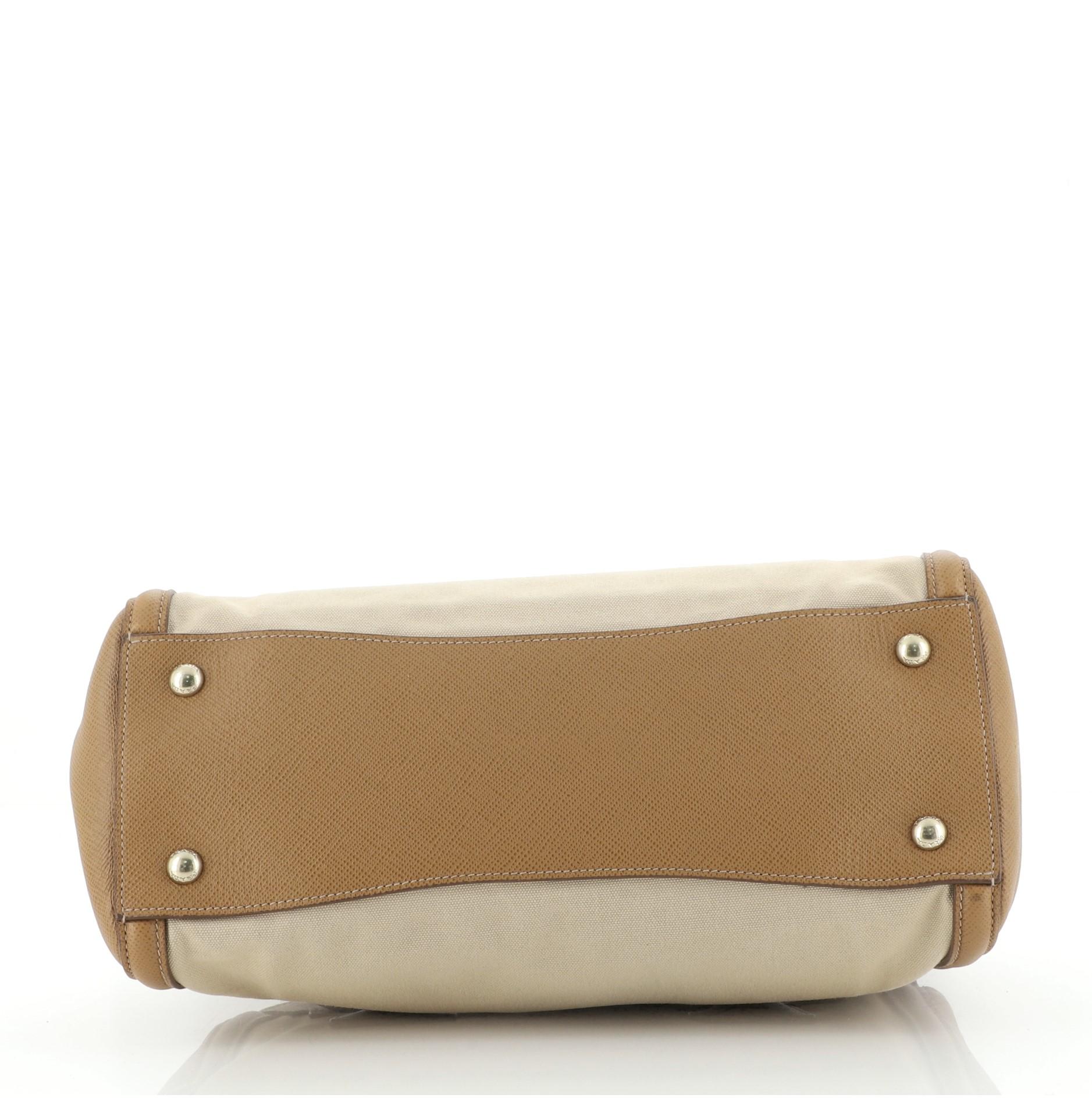 Prada Cuir Frame Convertible Tote Canvas und Saffiano Leder Klein im Zustand „Gut“ in NY, NY