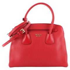 Prada Cuir Frame Double Zip Tote Saffiano Leather Small
