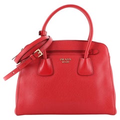 Prada Cuir Frame Double Zip Tote Saffiano Leder Klein