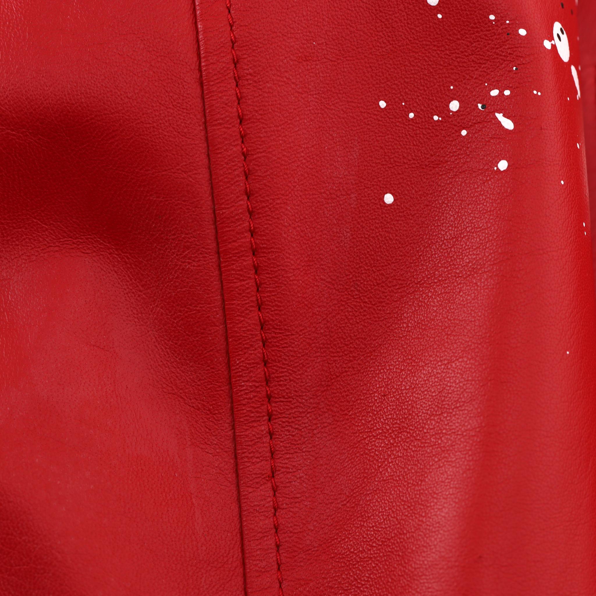 Prada Custom Painted Leder & Nerz Pelz Biker Jacke im Angebot 6