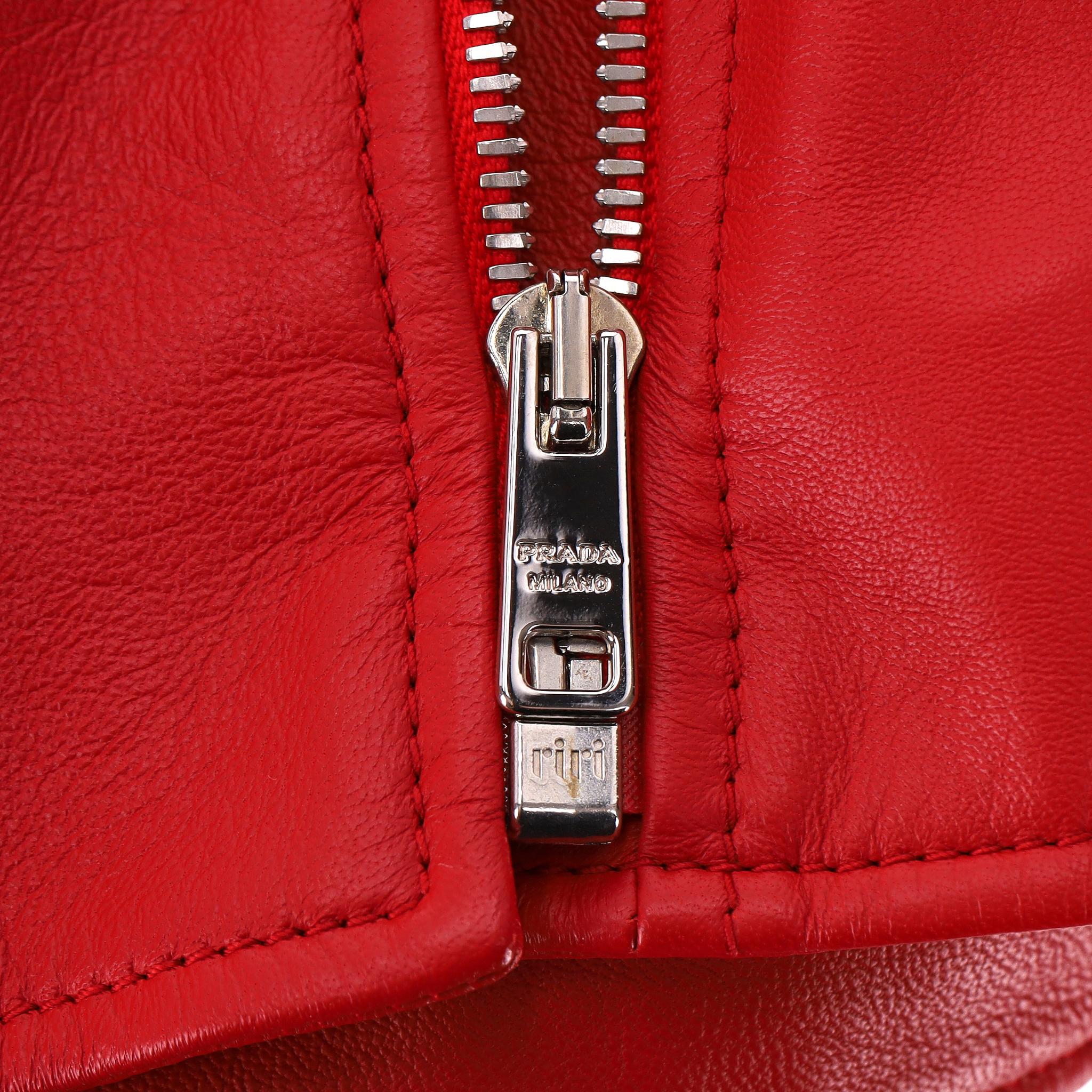 Prada Custom Painted Leder & Nerz Pelz Biker Jacke im Angebot 1