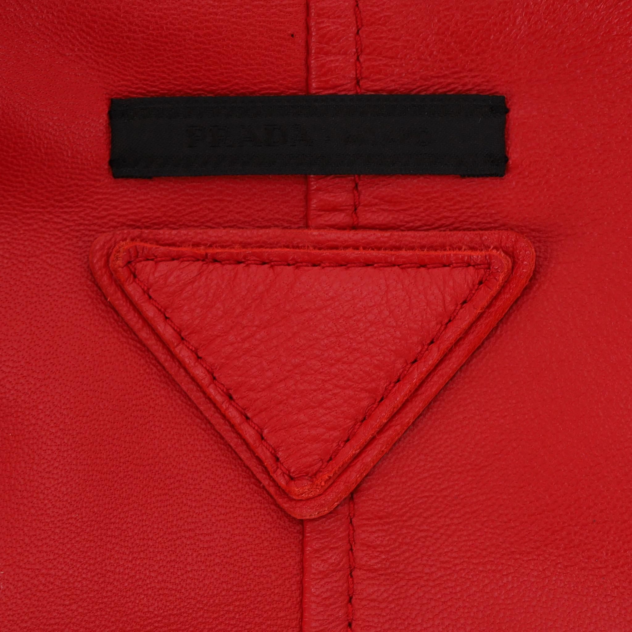 Prada Custom Painted Leder & Nerz Pelz Biker Jacke im Angebot 3