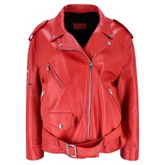 Used Prada Custom Painted Leather & Mink Fur Biker Jacket