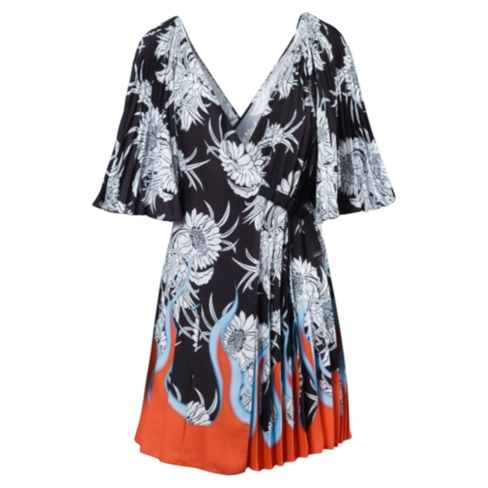 Prada Dahlia Flame Print Wrap Dress - '20s
