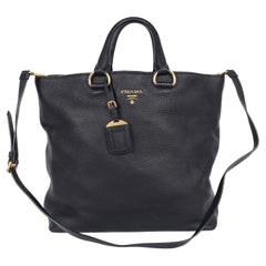 PRADA Daino Vitello Phoenix Shopper Bag Black