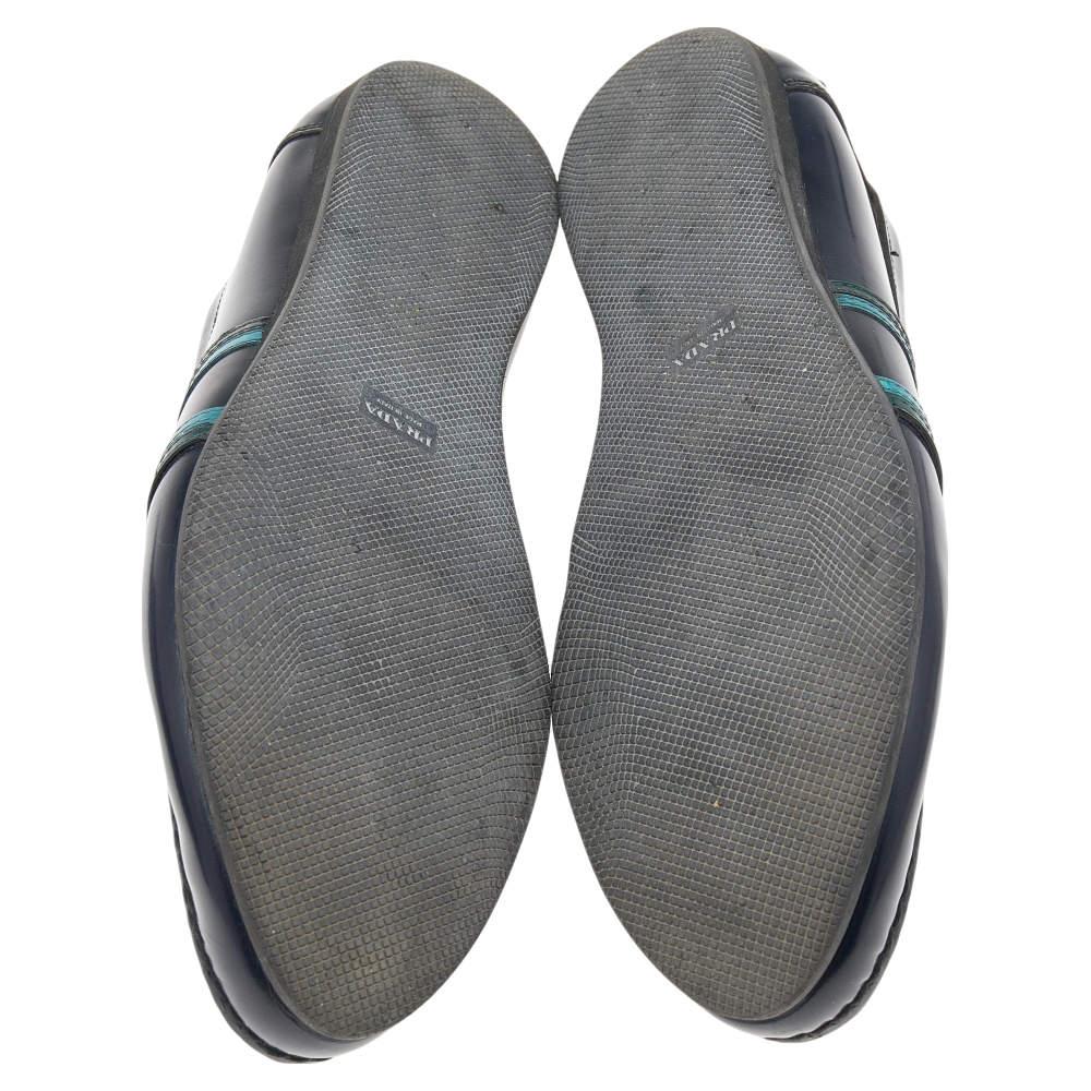 Prada Dark Blue Leather Penny Sip On Loafers Size 43.5 1