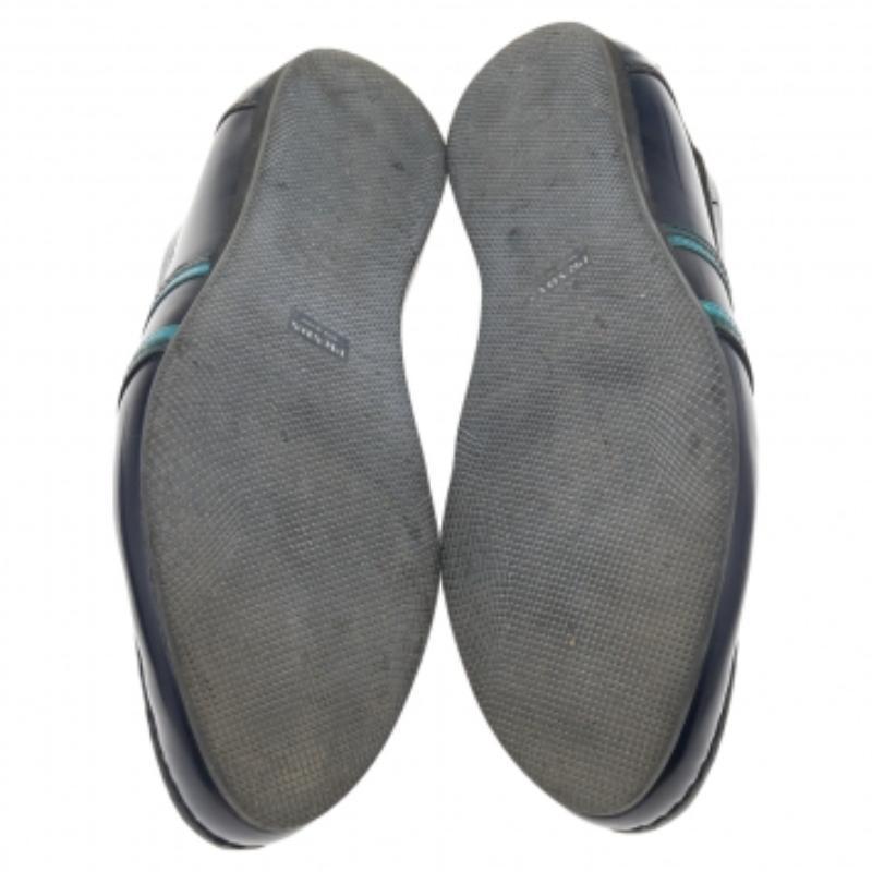 Prada Dark Blue Leather Penny Sip On Loafers Size 43.5 For Sale 3