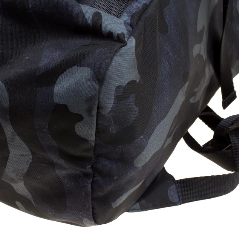 Men's Prada Dark Blue Nylon Camouflage Drawstring Backpack