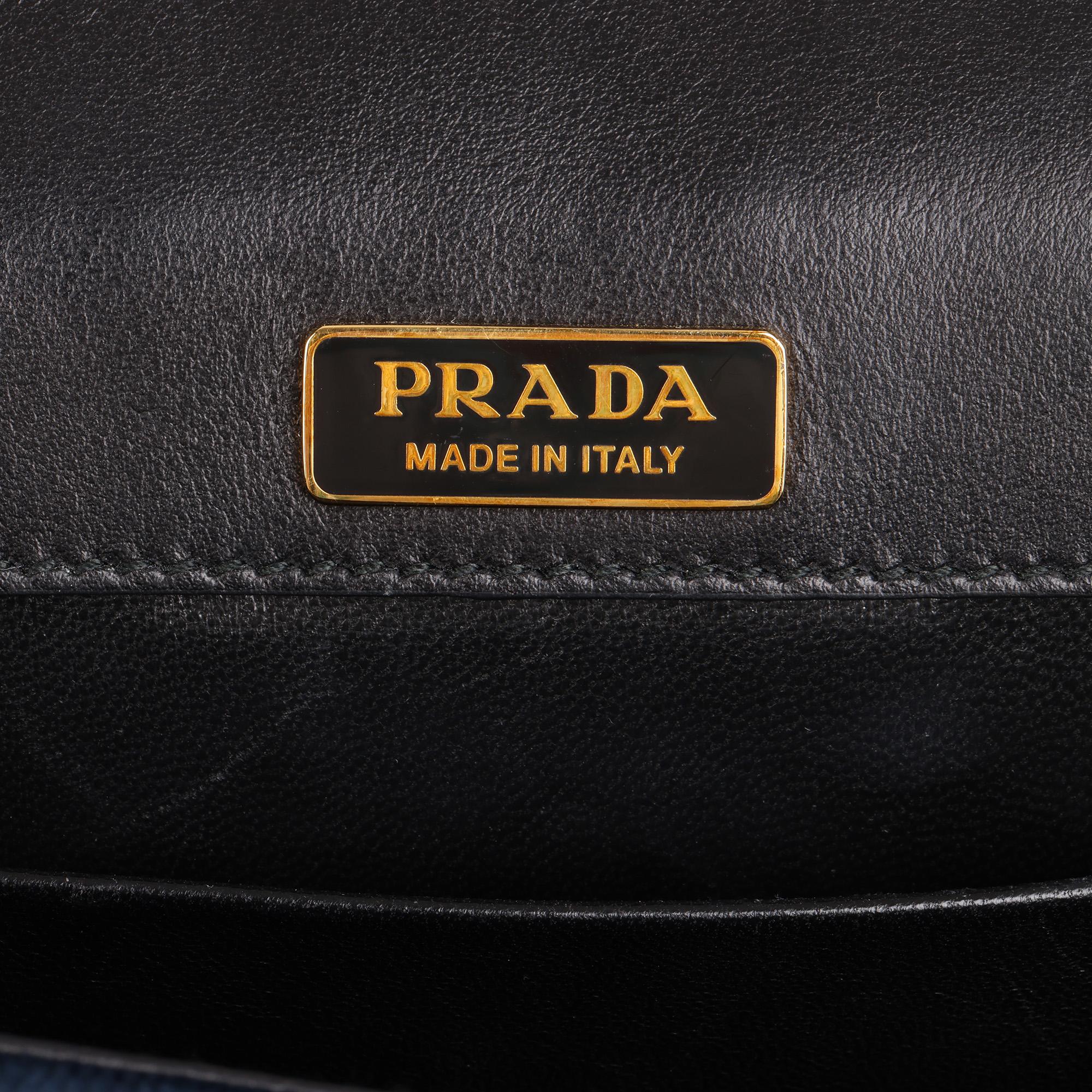 PRADA  Dark Blue Velvet & Black Calfskin Leather Pionnière Shoulder Bag 3