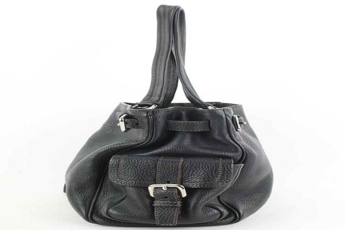 Prada Dark Brown Leather Belt Buckle Tote Bag 455pr62 For Sale 1