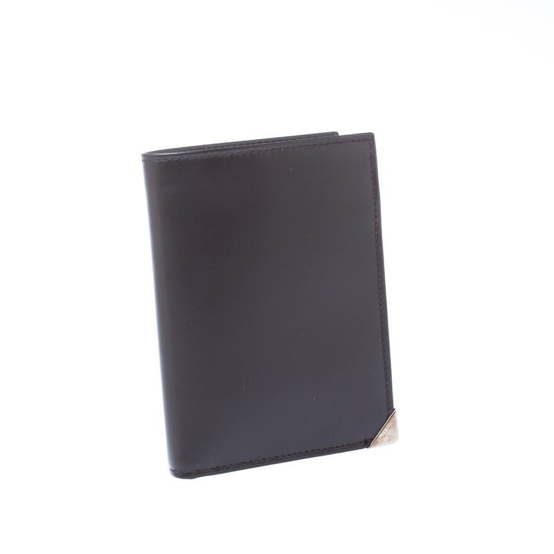 Black Prada Dark Brown Leather Bi Fold Card Holder