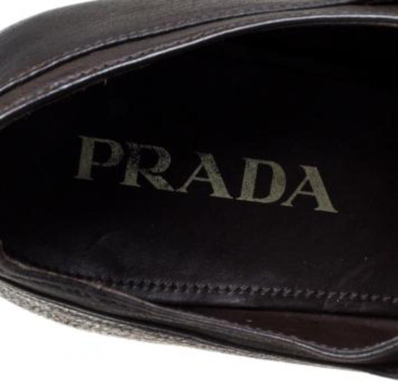 Men's Prada Dark Brown Leather Cap Toe Lace Up Oxford Size 42.5 For Sale