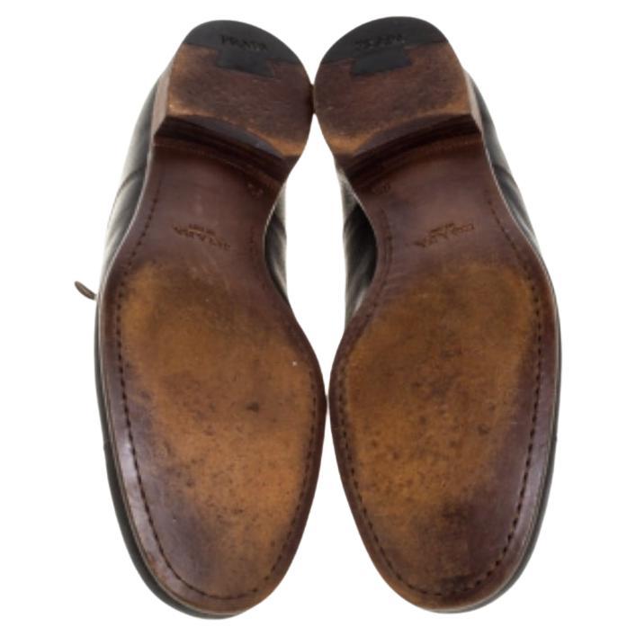 Prada Dark Brown Leather Cap Toe Lace Up Oxford Size 42.5 For Sale 2