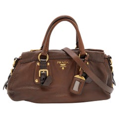 Prada Dark Brown Leather Cervo Satchel