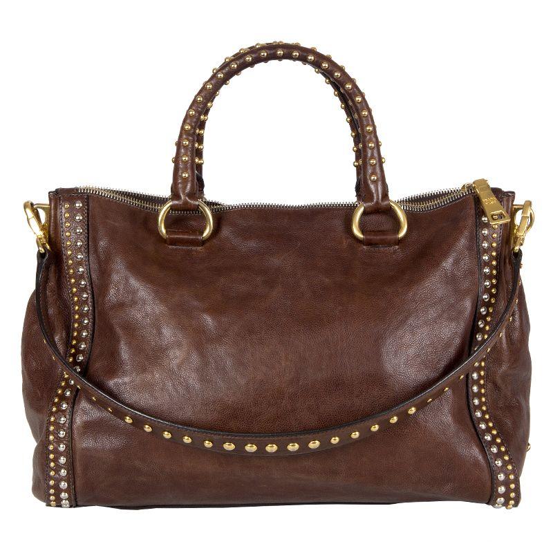 PRADA dark brown leather CRAQUELLE SMALL Shoulder Bag at 1stDibs | dark ...