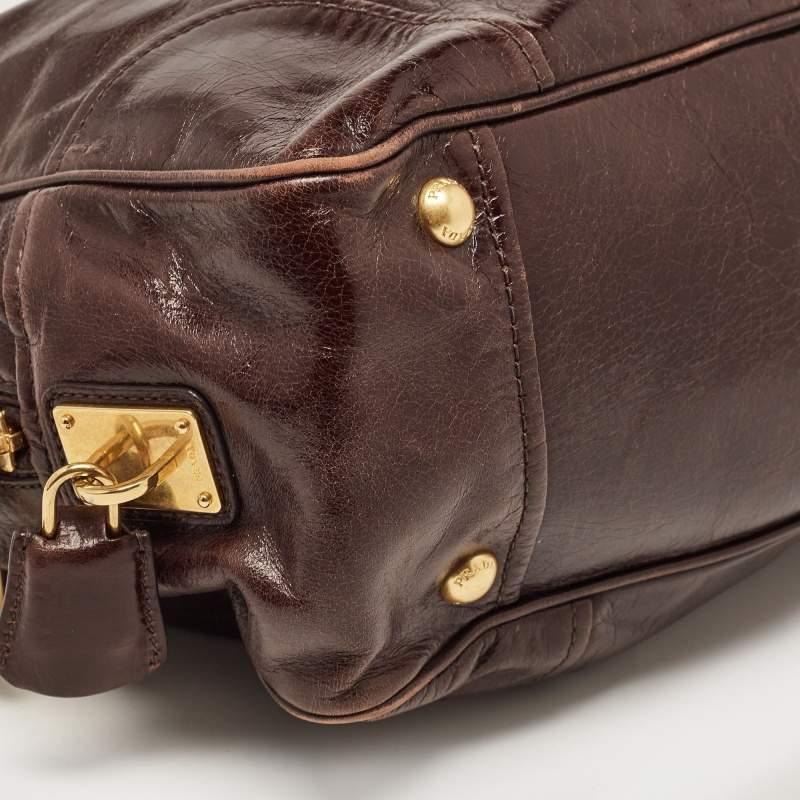 Prada Dark Brown Leather East/West Bag For Sale 6
