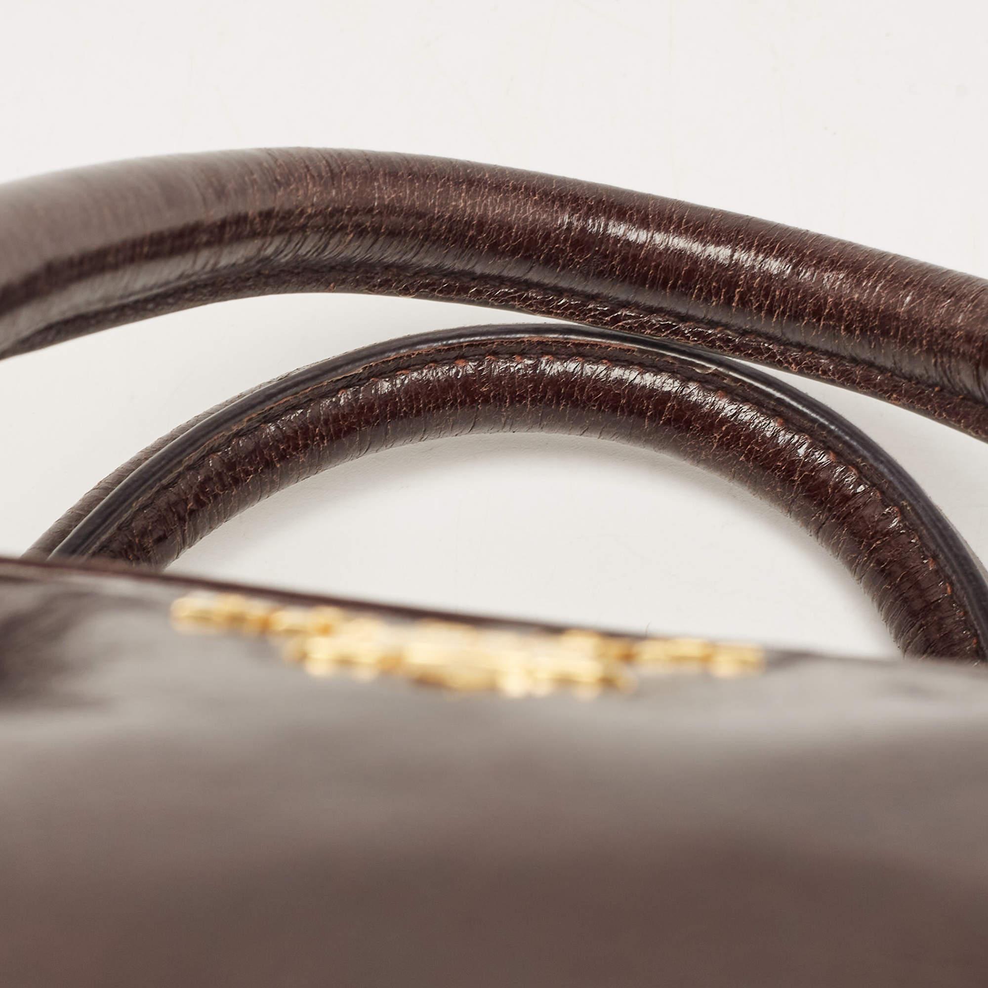 Prada Dark Brown Leather East/West Bag For Sale 11