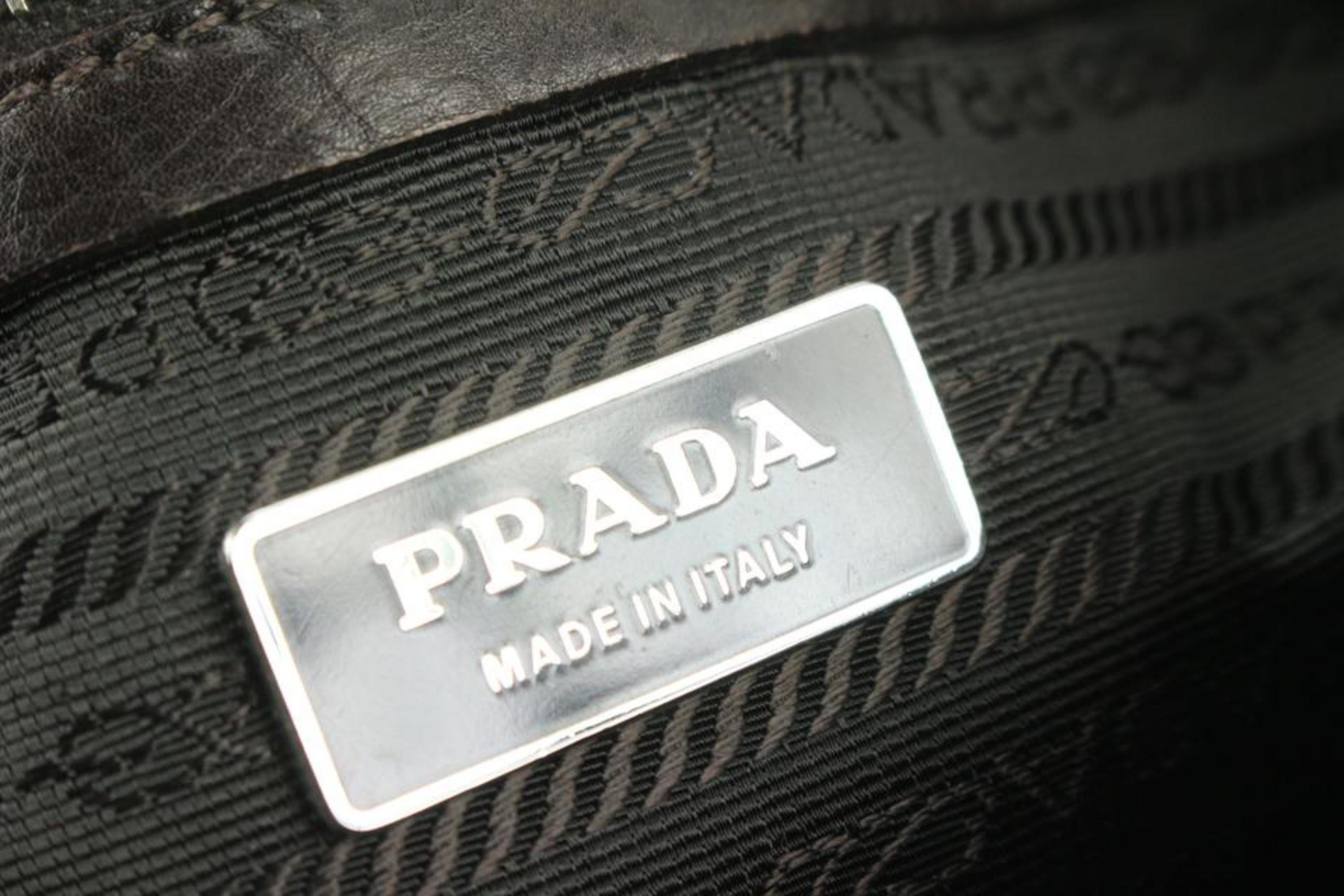 Prada Dark Brown Leather East West Boston Shoulder bag 14p5 For Sale 3
