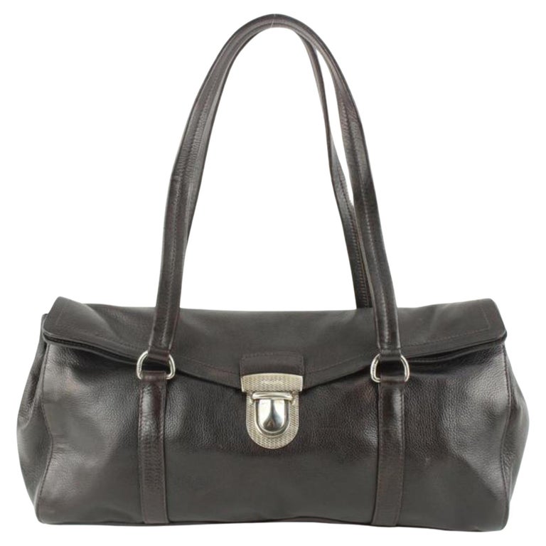 Sold at Auction: Prada Grey Saffiano Leather Mini Boston Shoulder Bag