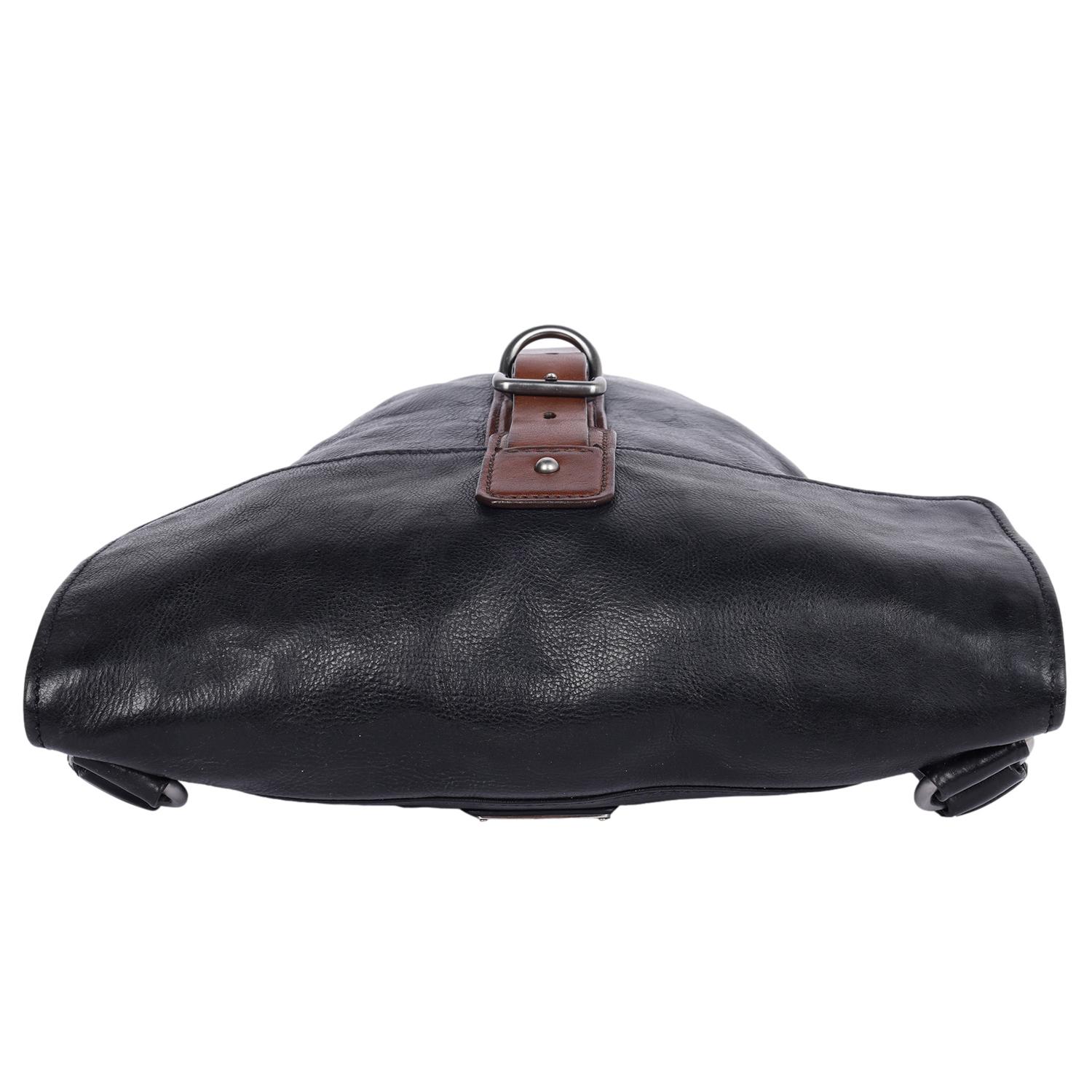 Prada Black Leather Flat Buckle Crossbody Bag For Sale 7